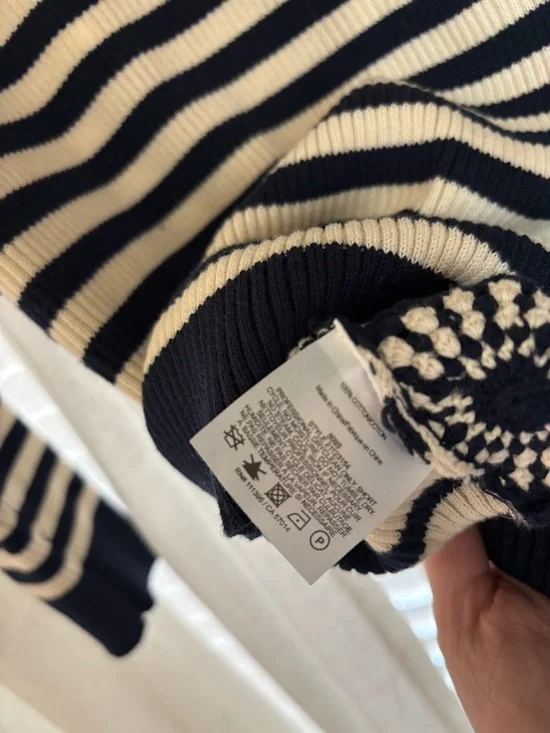 Tory Burch Navy and Cream Floral Zip Cardigan - Picture 8 of 10